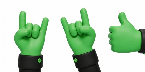 Obraz premium Green Hand Gestures with Black Cuffs