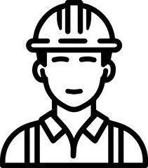 Obraz premium Hand Drawn a man Construction Worker Black and White Avatar Illustration in Minimal Line Art Style Design