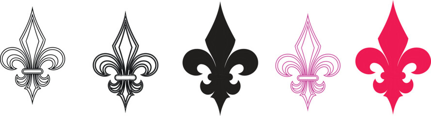 Fleur de lis symbols in various colors and designs © ZAKIRON