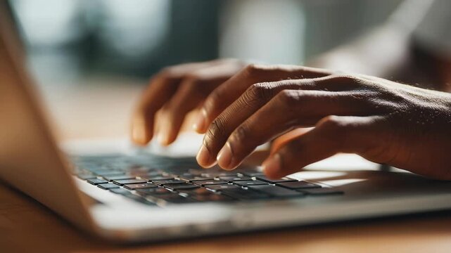 Typing on Laptop - Close-Up of Hands on Keyboard.