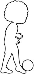 Fototapeta premium Afro Girl Dribbling with the Top of the Foot Soccer Technique Step 3 Outline Illustration. Editable Color Vector