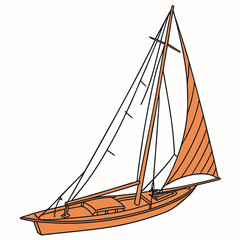 Orange sailboat with white sails sailing 1 © murad