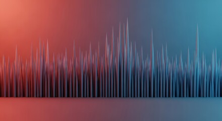 Abstract spikes in red and blue gradient light glass strips gradient background