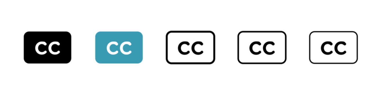 Closed caption icons collection in black and blue colors