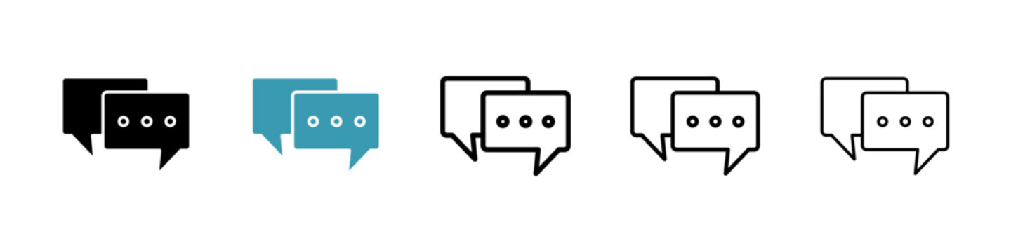 Conversation icons collection in black and blue colors