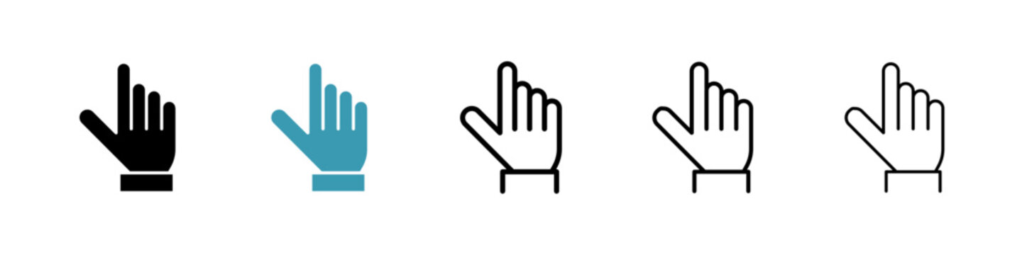 Cursor hand icons collection in black and blue colors