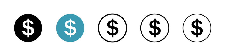 Obraz premium Dollar icons collection in black and blue colors