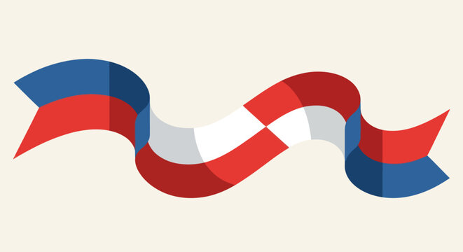 Red White Blue Ribbon Waving Illustration.