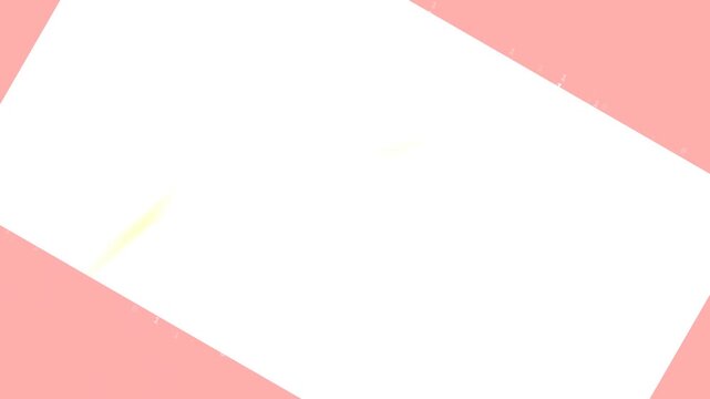White Paper on Pink Background with Yellow Markings.