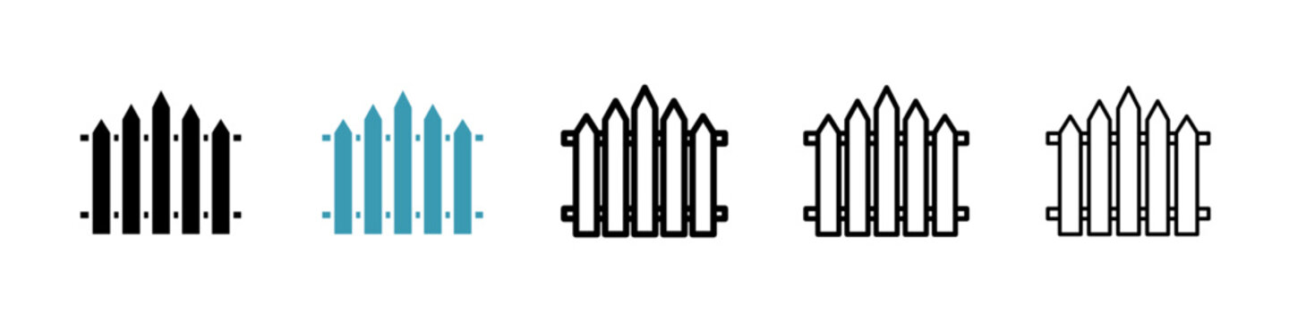 Fence icons collection in black and blue colors