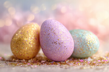 Obraz premium Decorative Easter Eggs with Golden Light