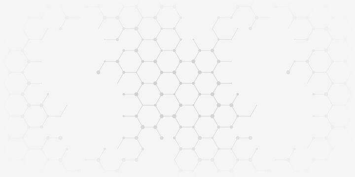Abstract background of hexagons pattern and chemical engineering, genetic research, molecular structure. Vector illustration for innovation technology concept
