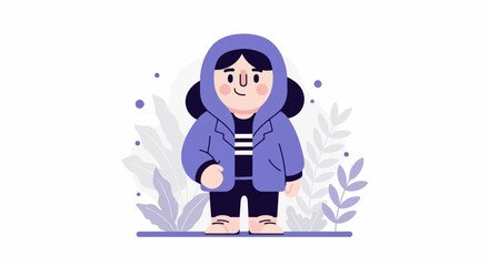 Fototapeta premium A cartoon character wearing a hooded jacket and striped shirt