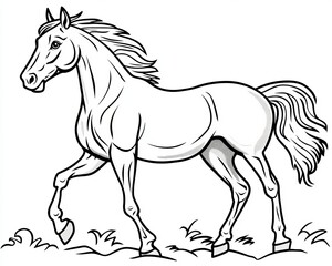 Obraz premium Stylized Cartoon Horse in Pure Line Art Elegant Silhouette Illustration for Graphic Design Use