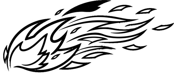 Obraz premium Black ink stylized flames abstract design, flowing dynamic lines