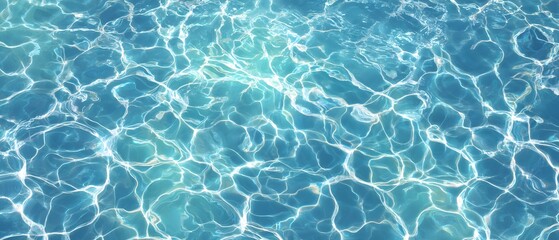 Obraz premium Sparkling water surface with light reflections creating an abstract pattern. The clear water has a turquoise color, creating a refreshing atmosphere