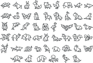 Obraz premium Animal Origami Icon Pack with 51 animals