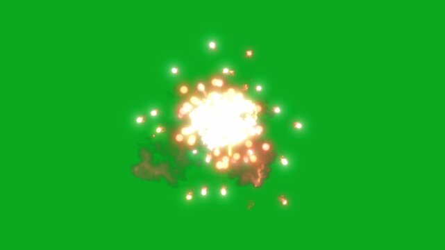 Tomahawk missile being fired towards target,Make the target explode. isolated on green background.