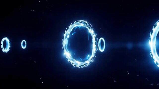 A glowing blue circle surrounded by a ring of light on a dark background