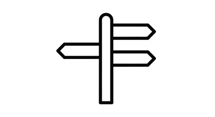 Simple black and white line drawing of a directional signpost © Mdarif