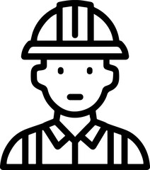 Obraz premium Hand Drawn a man Construction Worker Black and White Avatar Illustration in Minimal Line Art Style Design