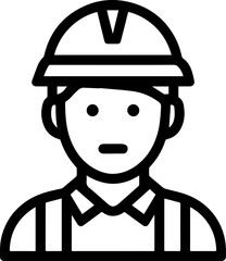 Obraz premium Hand Drawn a man Construction Worker Black and White Avatar Illustration in Minimal Line Art Style Design