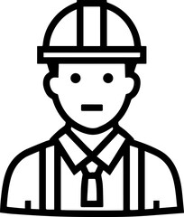 Obraz premium Hand Drawn a man Construction Worker Black and White Avatar Illustration in Minimal Line Art Style Design