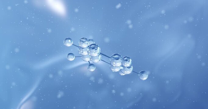 Toluene rotating molecular structure, 3d model of organic solvent
