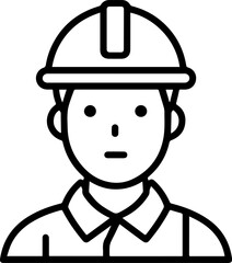 Obraz premium Hand Drawn a man Construction Worker Black and White Avatar Illustration in Minimal Line Art Style Design