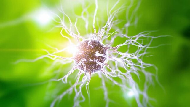 Cellular Brilliance: A vivid illustration of a cellular structure, showcasing intricate details and biological elegance, against a vibrant green backdrop.