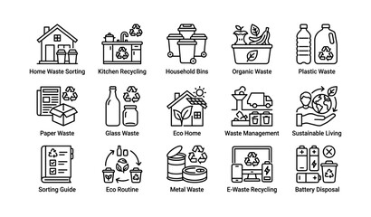 Fototapeta premium Eco-friendly waste management and recycling icons for sustainable living