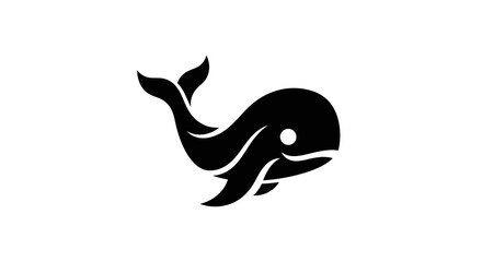 Stylized black whale icon on white background