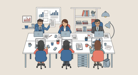 Fototapeta premium Group of People Working Together Office.