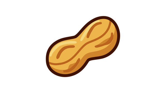 A cartoon-style illustration of a peanut with detailed textures and a dark brown outline on a white background