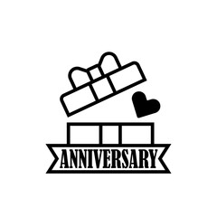 Anniversary Cake Icon Romantic Celebration Dessert Symbol