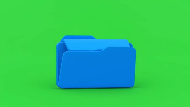 3D Blue Folder Icons Stacked on Green Screen - Video