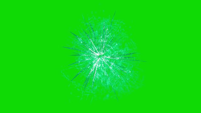 Animated Glass Broken Effect Isolated on Green Screen for VFX and Impact Scenes

