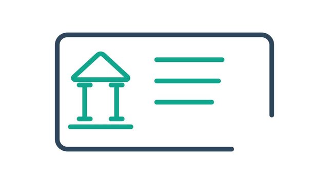 Bank check icon animation. animation icon related to bank. Suitable for site web, app, UI, user interfaces, provide visual feedback and more. Alpha channel