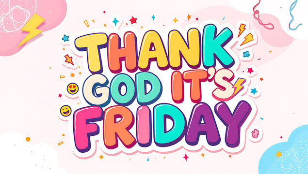 Colorful TGIF Sticker Typography Celebration Design 2