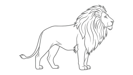 Majestic Lion Sketch: A striking sketch captures the regal essence of a lion, showcasing its powerful form and distinctive mane in a clean, elegant line drawing. © hafs121
