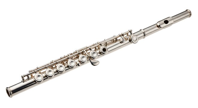 Silver Flute on White Background