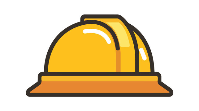 A simplified, cartoon-style depiction of a construction helmet, with shades of yellow and orange