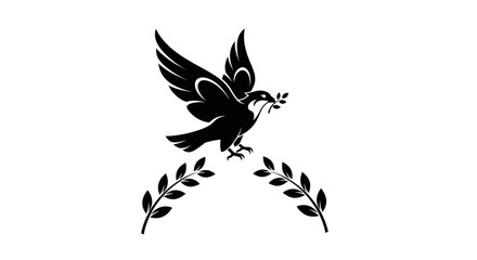 Obraz premium Flying bird with olive branch design