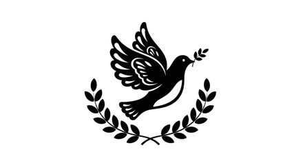 Obraz premium Flying dove with olive branch vector