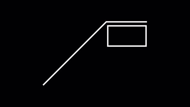 HUD callout pointer line with double line square label box on transparent background white outline interface element for text annotation information display and highlight indicator