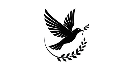 Fototapeta premium Flying dove with olive branch vector