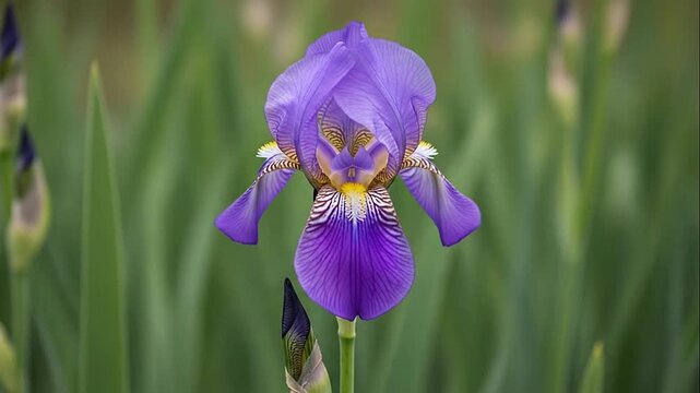 Vibrant Purple Iris Flower in Bloom.