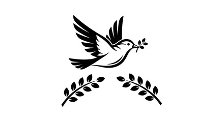 Obraz premium Flying dove with olive branch vector