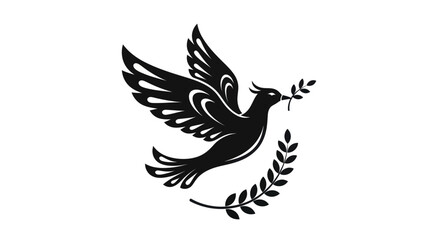 Obraz premium Flying dove with olive branch vector