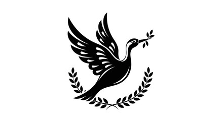 Obraz premium Flying dove with olive branch vector